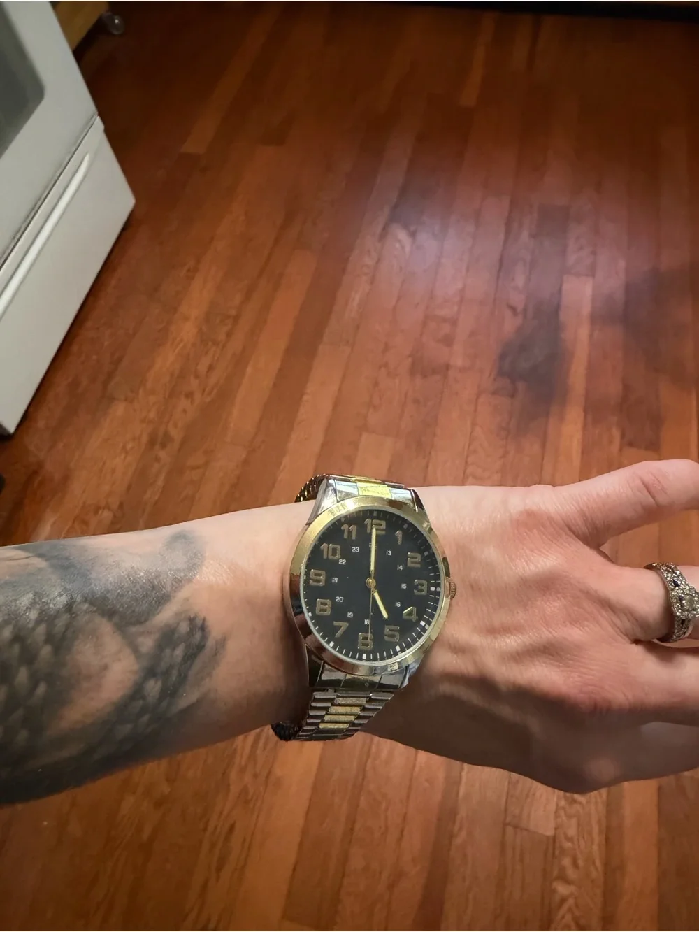 Fossil Two-Tone Gold and Silver Men's Watch with Black Dial